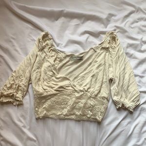 Boho cream top with lace detailing